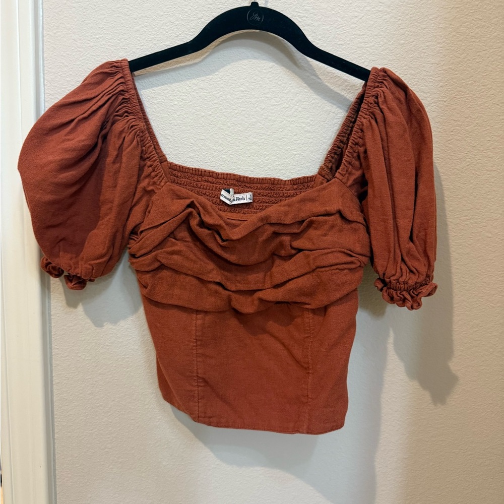 Abercrombie & Fitch Rust Puff Sleeve Blouse